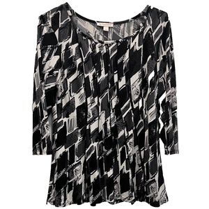 Women's cb Established 1962 Black/White/Gray Pleated Jersey Top Size M